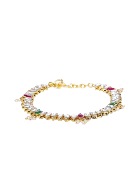

ASMITTA JEWELLERY Women Gold-Plated and Kundan Studded Enameled Anklet