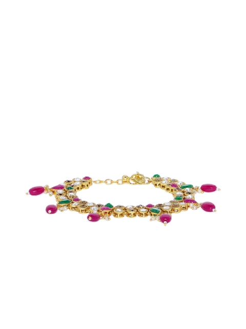 

ASMITTA JEWELLERY Women Gold-Plated and Kundan Studded Enameled Anklet