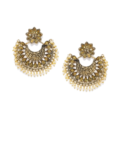 

ASMITTA JEWELLERY Gold-Plated Crescent Shaped Chandbalis