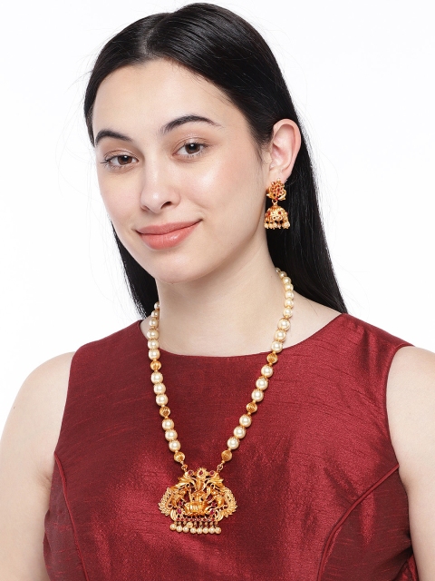 

ASMITTA JEWELLERY Gold-Plated & White Temple Jewellery Set