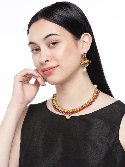 

ASMITTA JEWELLERY Gold-Plated & Green Jewellery Set