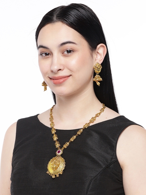 

ASMITTA JEWELLERY Gold-Plated Temple Jewellery Set