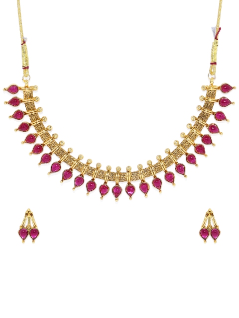 

ASMITTA JEWELLERY Gold-Plated & Pink Jewellery Set