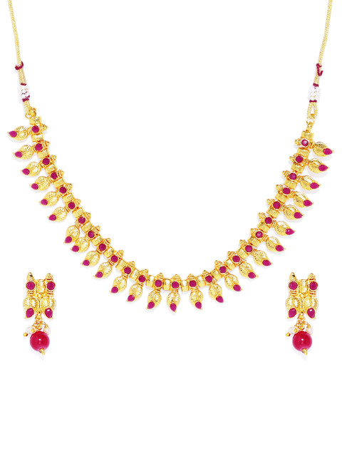 

ASMITTA JEWELLERY Gold-Plated & Pink Jewellery Set