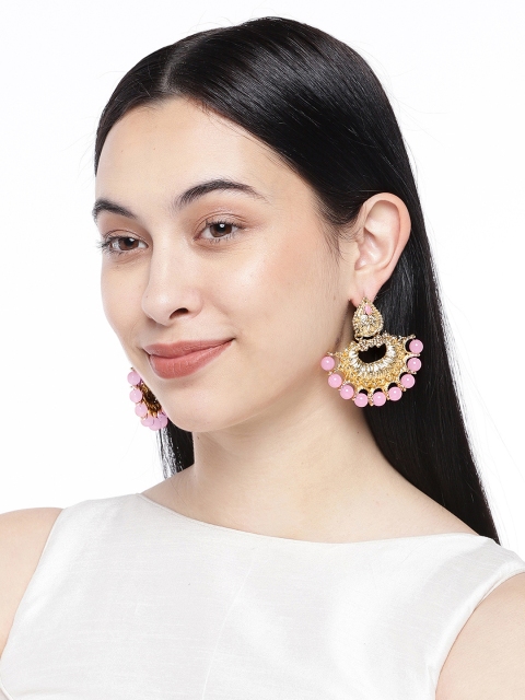 

ASMITTA JEWELLERY Gold-Plated & Pink Classic Drop Earrings