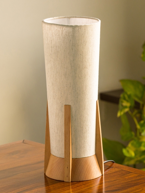 

ExclusiveLane Brown & Off-White Solid Handcrafted Wooden Column Table Lamp