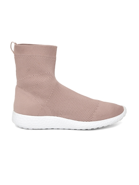 

ether Women Dusty Pink Woven Design Mid-Top Slip-On Sneakers