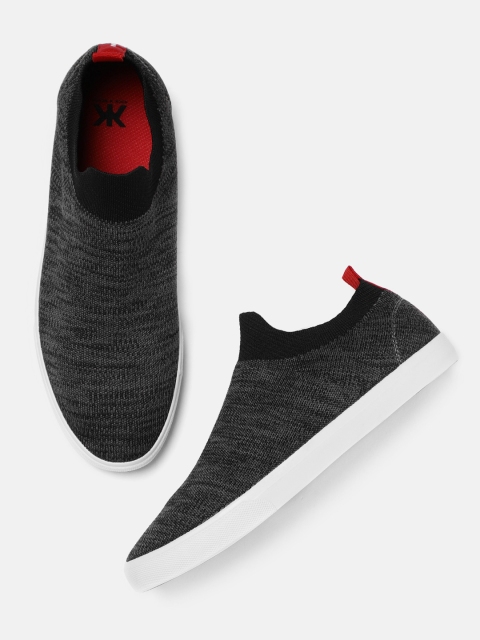 

Kook N Keech Men Black& Grey Slip-On Sneakers