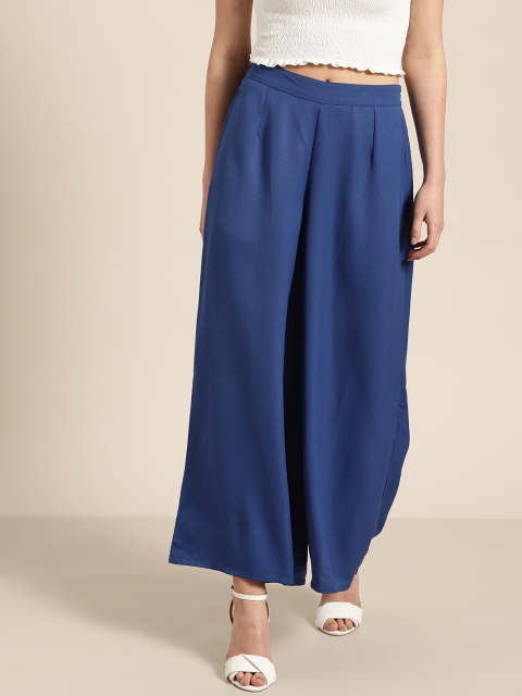 

Moda Rapido Women Navy Blue Solid Wide Leg Palazzos