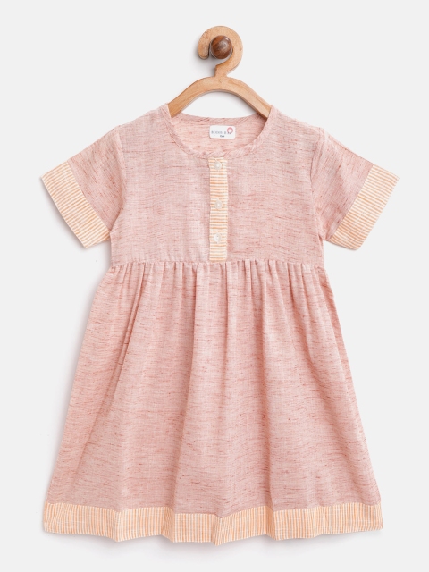 

BODHI RAI Girls Orange Solid Empire Dress with Speckled Effect