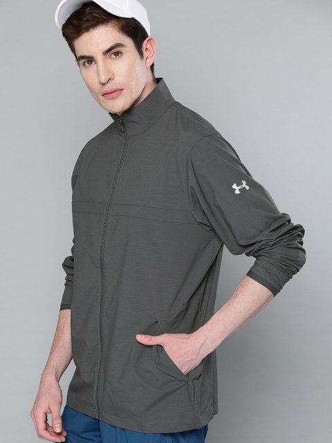 

UNDER ARMOUR Men Charcoal Grey Corp Windstrike Solid Jacket