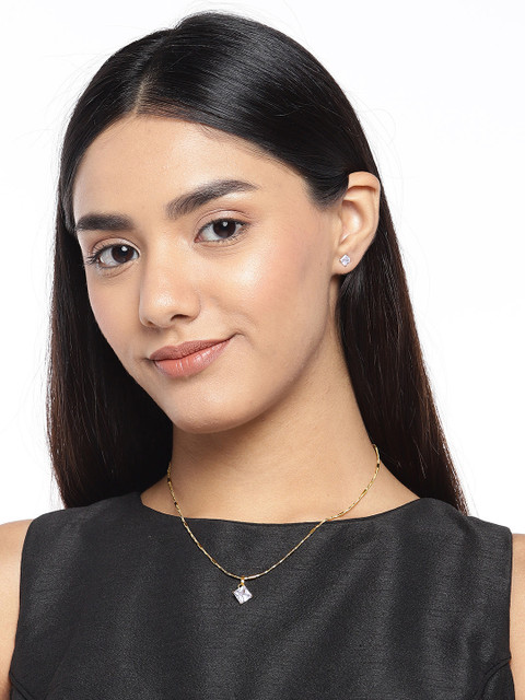 

ASMITTA JEWELLERY Gold-Plated & White Stone-Studded Jewellery Set
