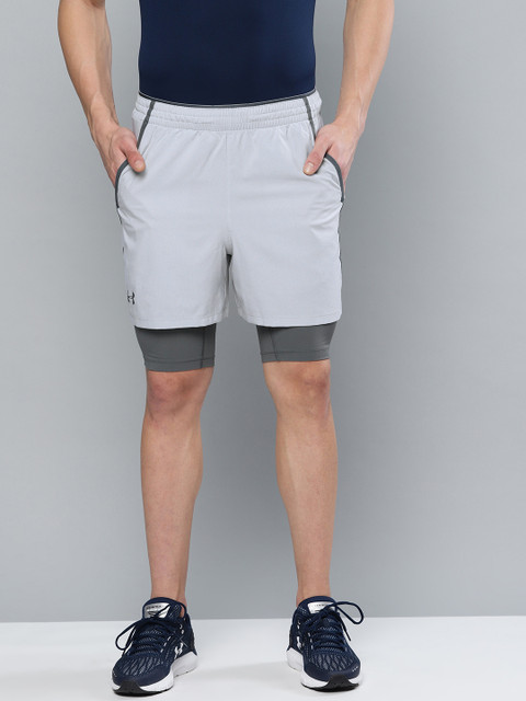

UNDER ARMOUR Men Grey Qualifier 2-in-1 Shorts