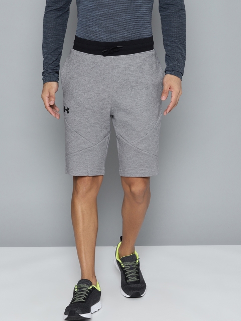 

UNDER ARMOUR Men Grey Unstoppable Double Knit Solid Regular Fit Sports Shorts