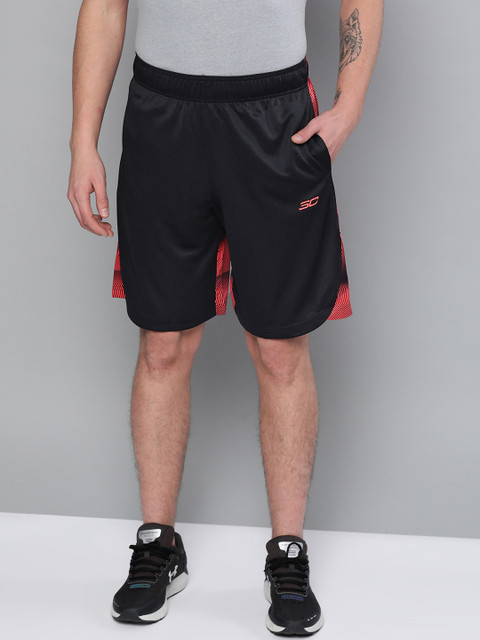 

UNDER ARMOUR Men Black & Coral Pink Curry 10IN Elevated Printed Shorts