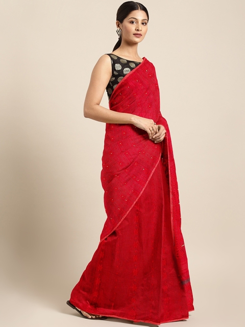 

Mitera Red Woven Design Jamdani Saree
