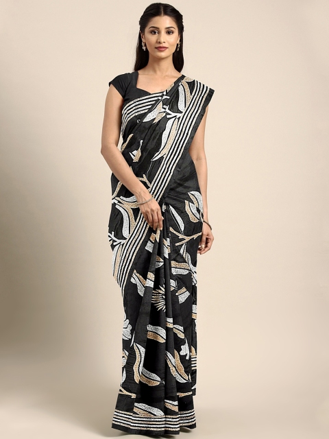 

Mitera Black & White Handmade Pure Silk Kantha Stitched Embroidered Saree