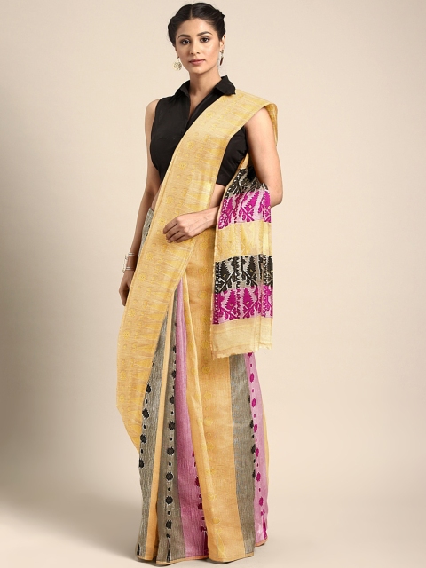 

Mitera Beige & Purple Woven Design Jamdani Saree