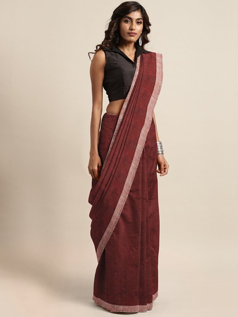 

Mitera Maroon Woven Design Handloom Saree