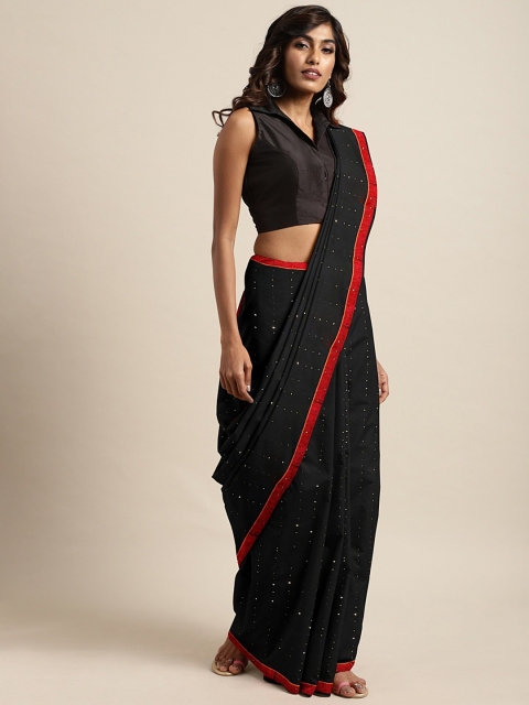 

Mitera Black Embellished Bengal Handwoven Sequinned Saree