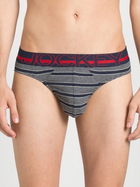 

Jockey Men Grey & Black Striped Briefs US17-0105-MGM16