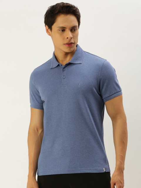 

Jockey Men Blue Pure Cotton Solid Polo Collar Pure Cotton T-shirt