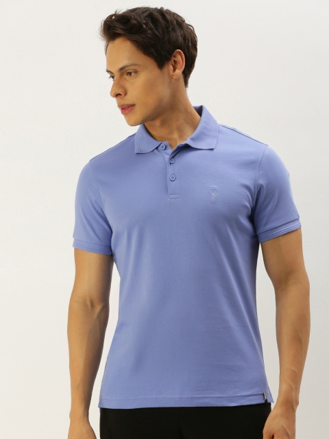 

Jockey Men Blue Pure Cotton Solid Polo Collar T-shirt