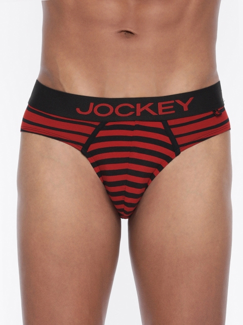 

Jockey Men Navy Red & Black Striped Briefs FP24-0105