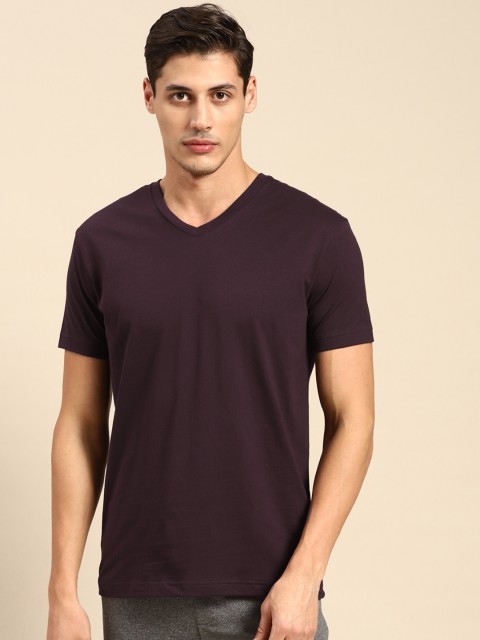 

Jockey Men Purple Solid Pure Cotton Lounge T-shirt