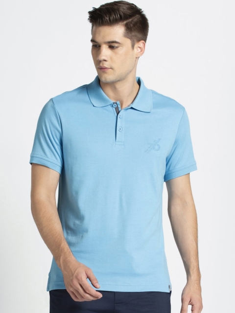

Jockey Men Blue Solid Polo Collar T-shirt