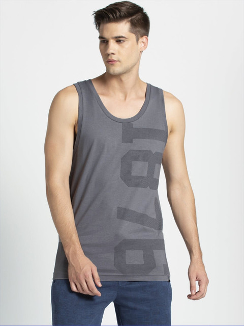 

Jockey Men Grey Printed Innerwear Vest