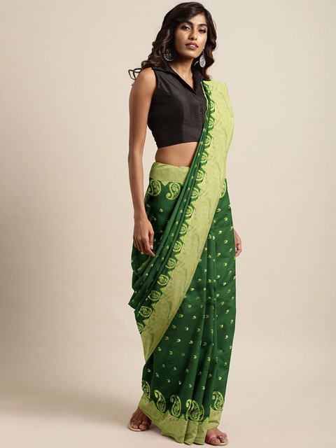 

Mitera Green Woven Design Handloom Saree