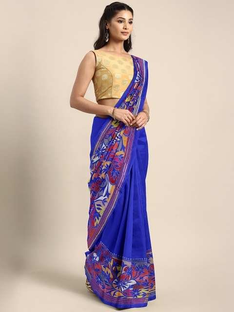 

Mitera Blue Kantha-Work Saree
