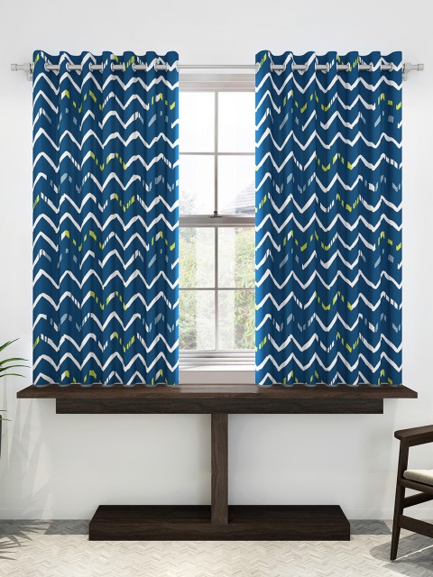 

Divine Casa Blue & White Set of 2 Window Curtains