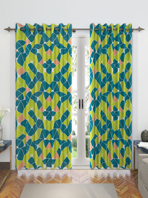 

Divine Casa Green & Turquoise Blue Set of 2 Door Curtains