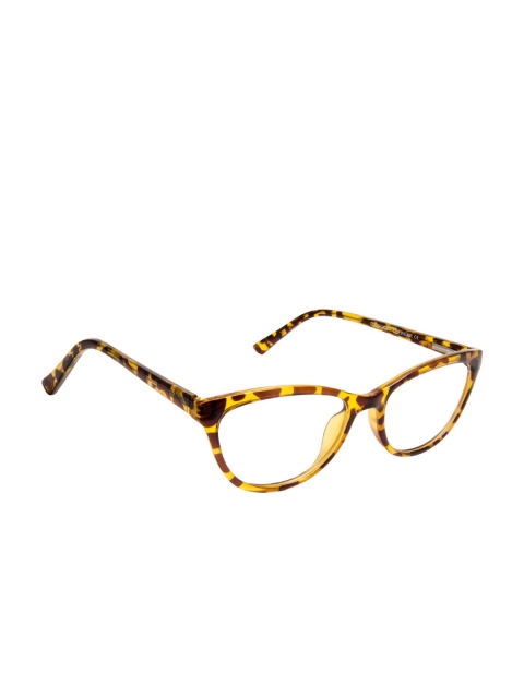 

Cardon Women Brown & Yellow Tortoise Shell Full Rim Cateye Frames