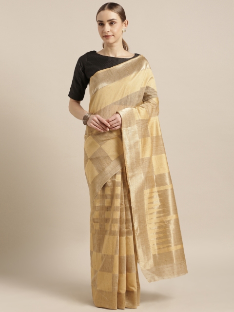 

Mitera Beige Silk Blend Woven Design Banarasi Saree