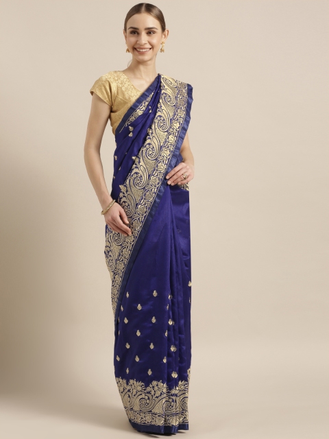 

Mitera Navy Blue Art Silk Embellished Kanjeevaram Saree