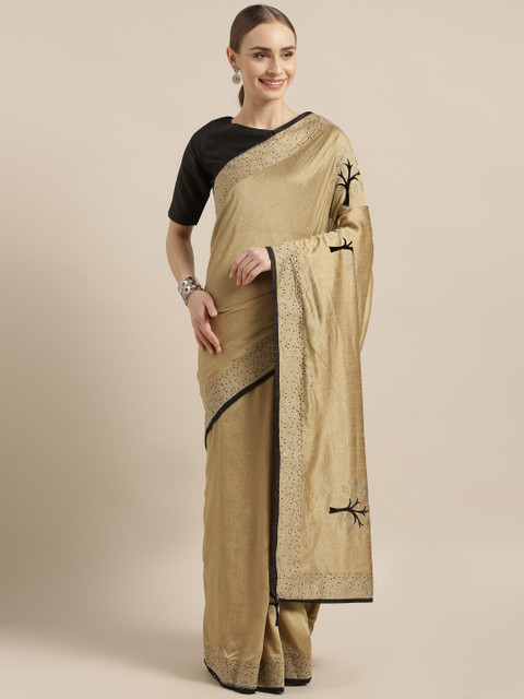 

Mitera Beige Embellished Silk Blend Saree