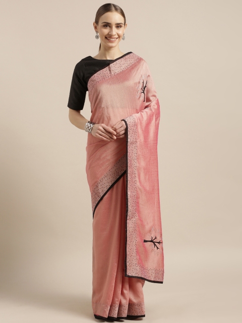 

Mitera Peach-Coloured Embellished Silk Blend Saree