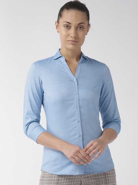 

Park Avenue Women Blue Solid Casual Shirt