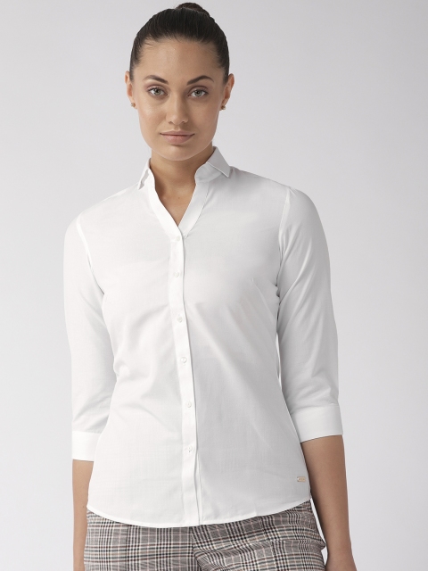

Park Avenue Women White Slim Fit Solid Formal Shirt