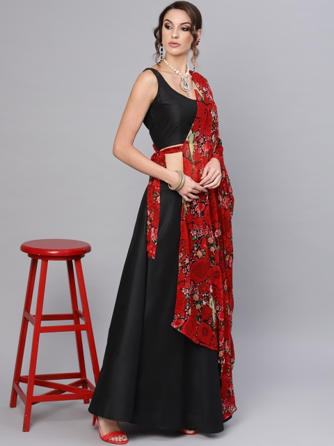 

AKS Black & Red Ready to Wear Lehenga & Blouse with Dupatta