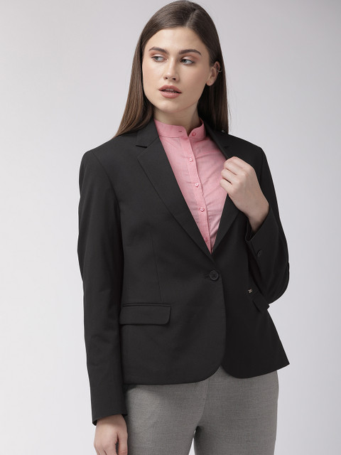 

Park Avenue Women Black Solid Single-Breasted Formal Blazer