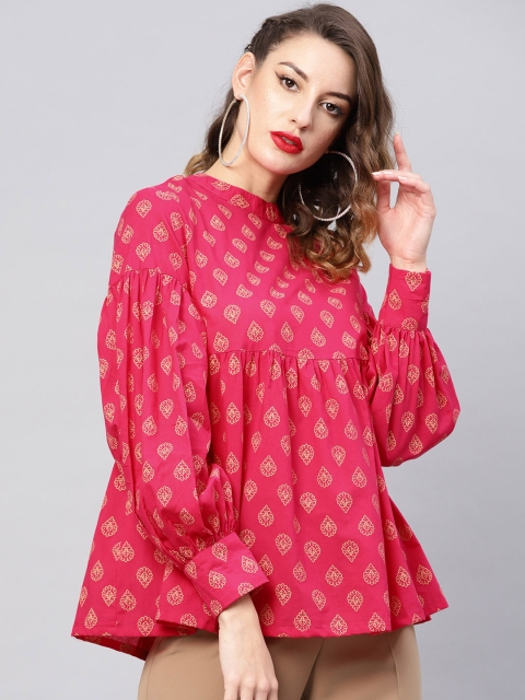 

AKS Pink & Golden Printed Tunic