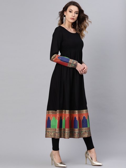 

AKS Women Black Solid A-Line Kurta