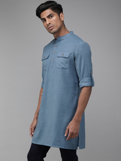 

Anouk Men Blue Solid Straight Kurta