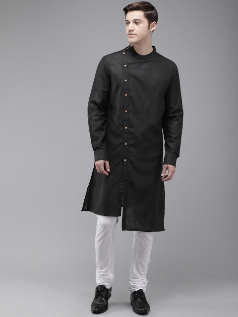 

Anouk Men Black Solid Straight Asymmetric Kurta