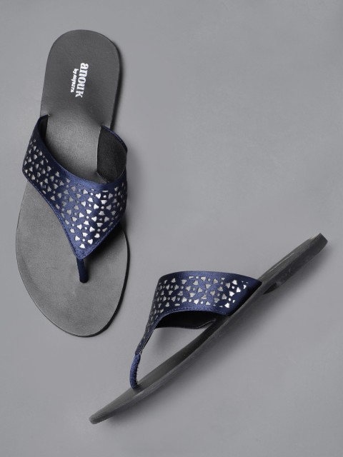 

Anouk Women Navy Blue Solid Open Toe Flats