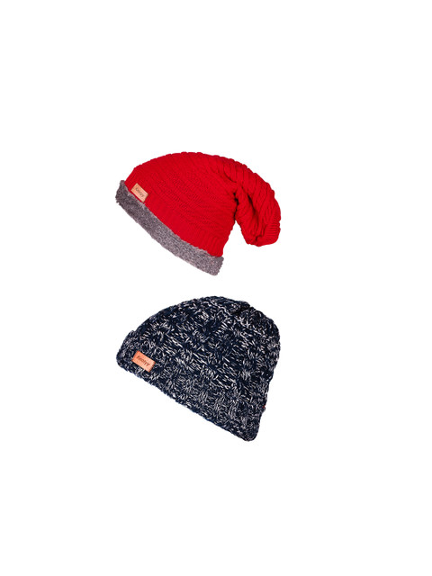 

Knotyy Men Pack of 2 Beanie, Black